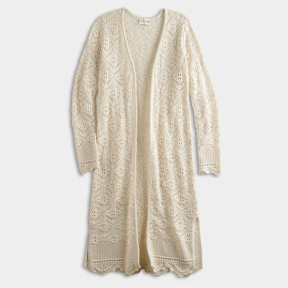 Freshman 1996 Crochet Duster Cardigan